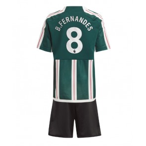 Manchester United Bruno Fernandes #8 Koszulka Wyjazdowych Dziecięca 2023-24 Krótki Rękaw (+ Krótkie spodenki)